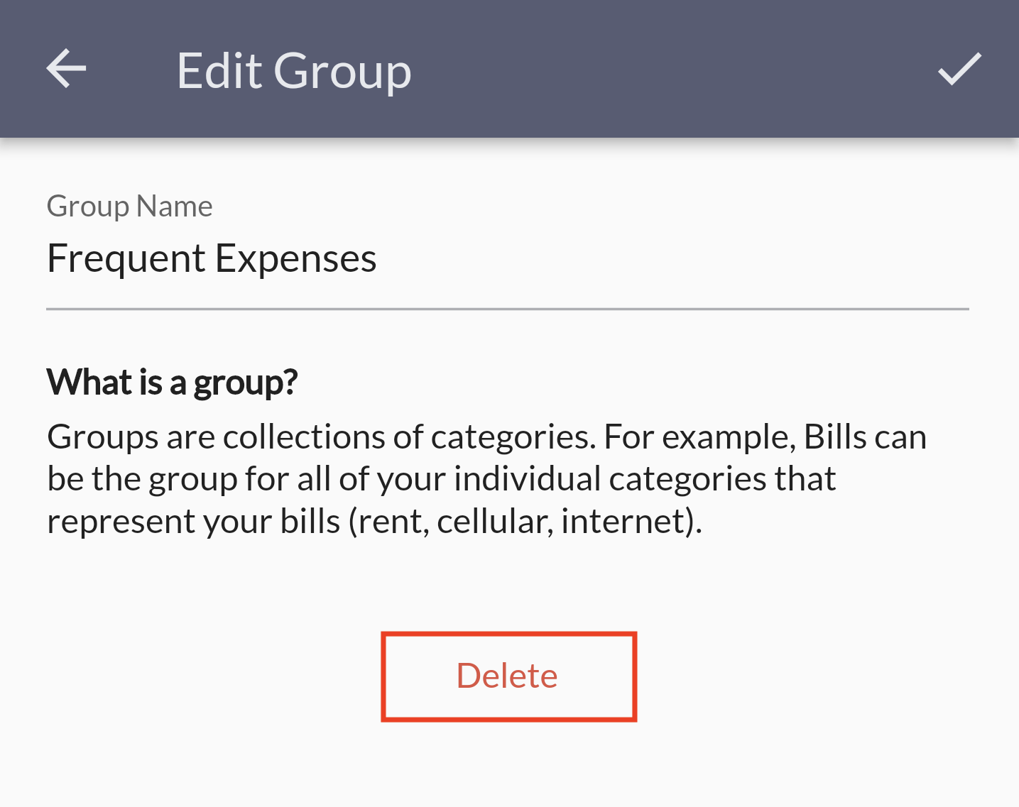Delete category group example